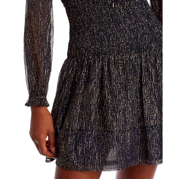 AQUA Metallic Dot Smocked Mini Dress - Picture 6 of 6